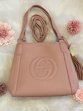 Gucci Pink Leather Shoulder Bag with Tassel